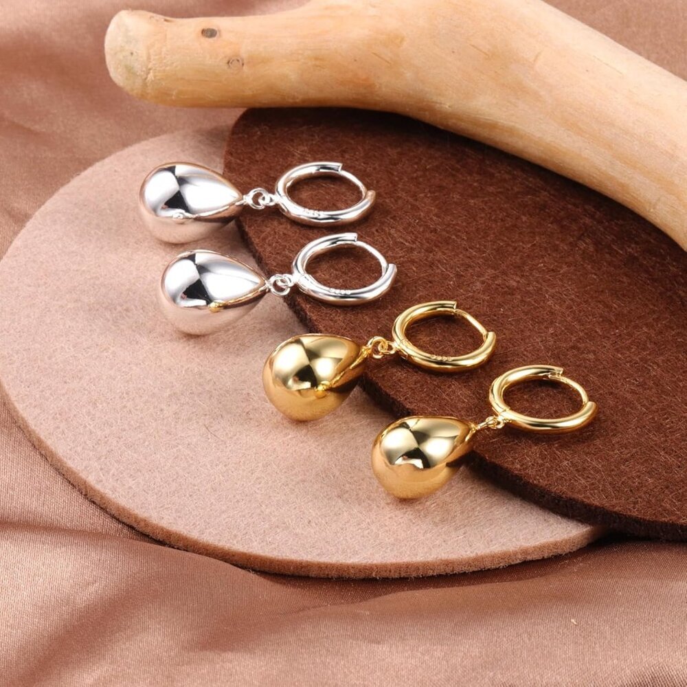 925 Sterling Silver Teardrop Leverback Earrings for Women Girls Waterdrop Tear D - Picture 3 of 8